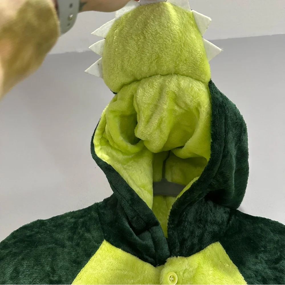 Green Dinosaur Onesie Costume Cosplay Cozy Size Medium - Picture 3 of 14